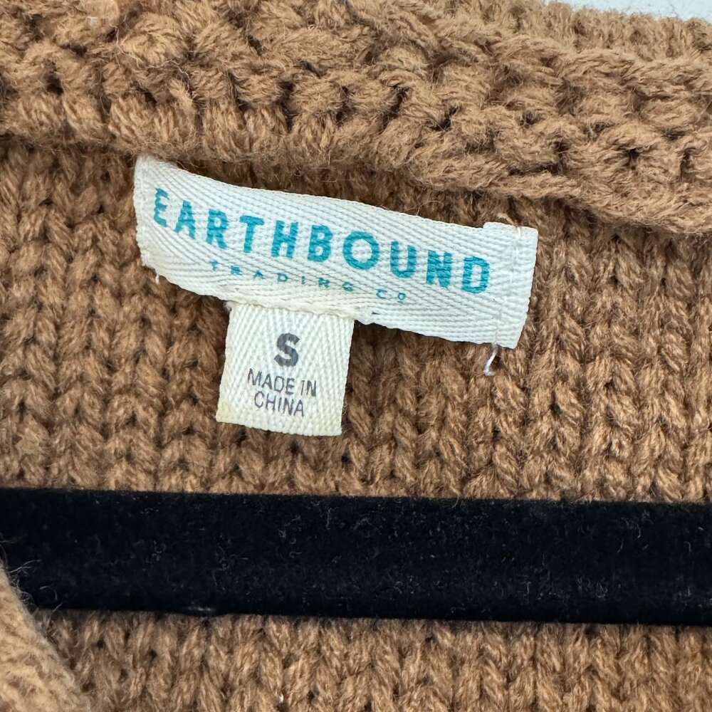 Earthbound Baja Style Hoodie Sweater Brown Knit Boho Size S - Picture 7 of 11